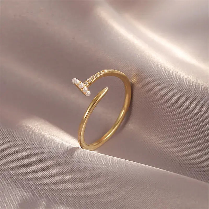 Elegant open ring with pearls Unique Joyas