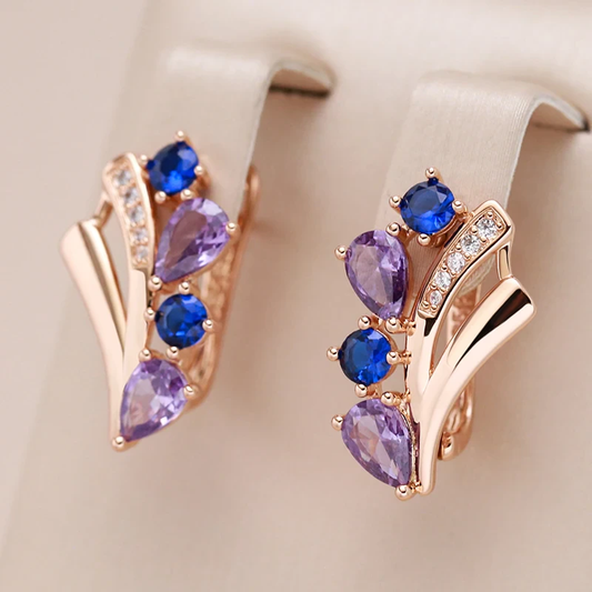 Elegant earrings made of purple zirconia