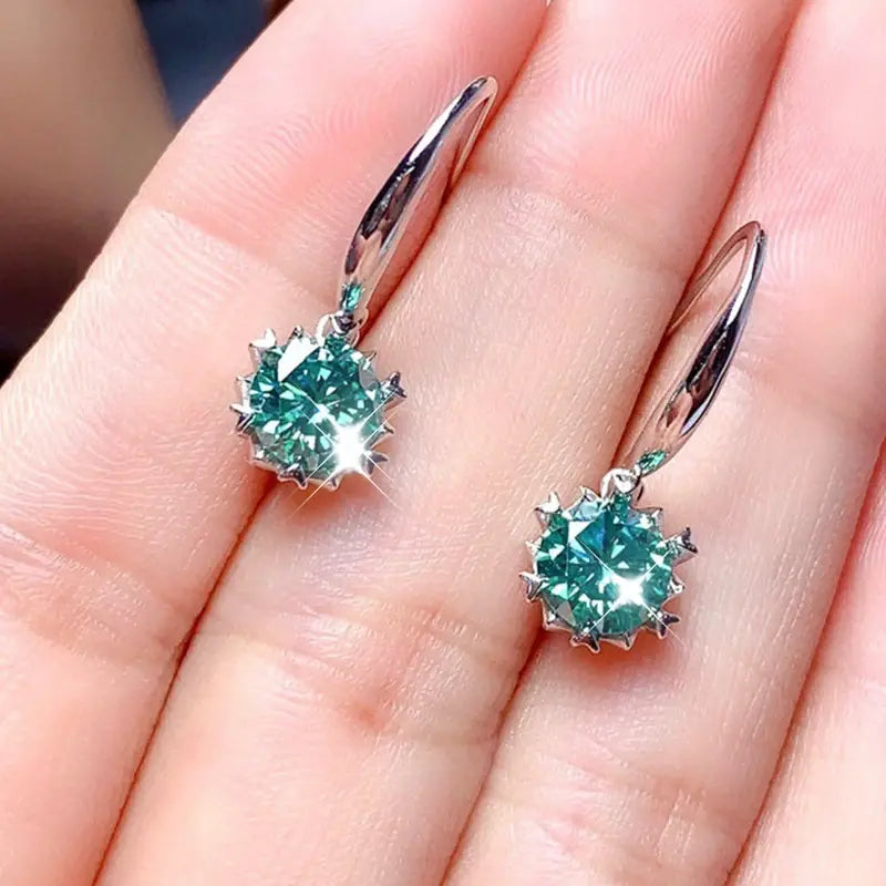 Elegant earrings made of turquoise and zirconia Unique Joyas