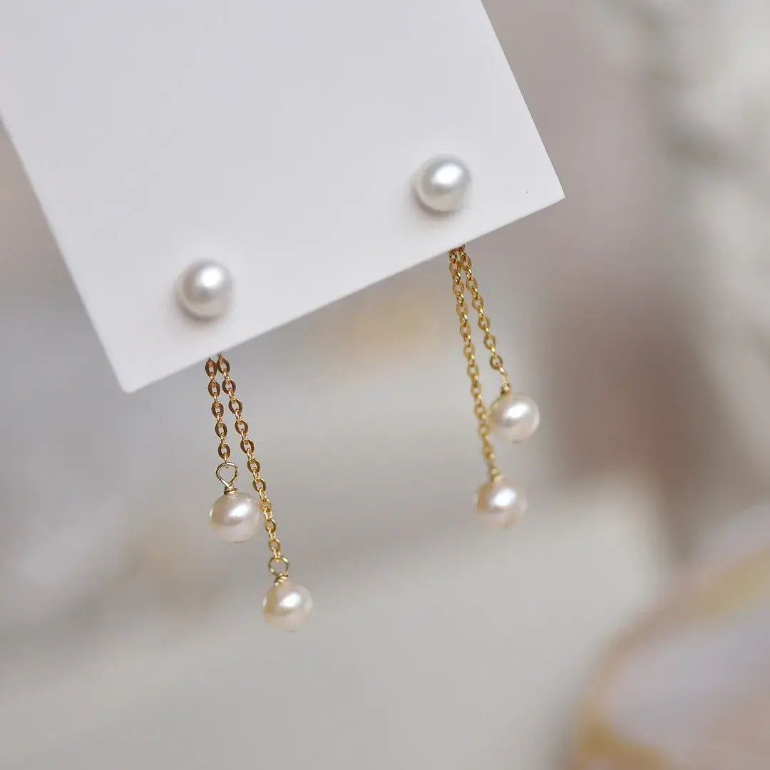 Elegant small dangling pearl earrings