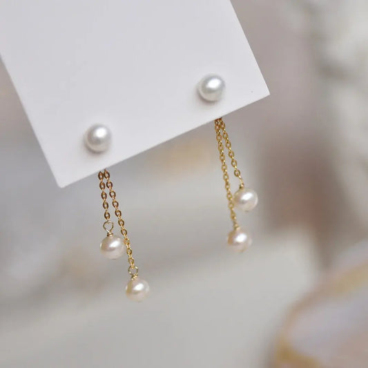 Elegant small dangling pearl earrings Claire