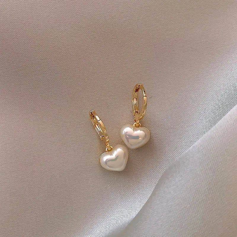 Elegant Pearl Heart Earrings Claire