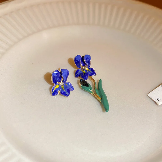 Blue Flower Earrings Unique Joyas