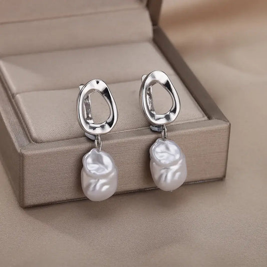 Vintage Pearl Silver Earrings Unique Joyas