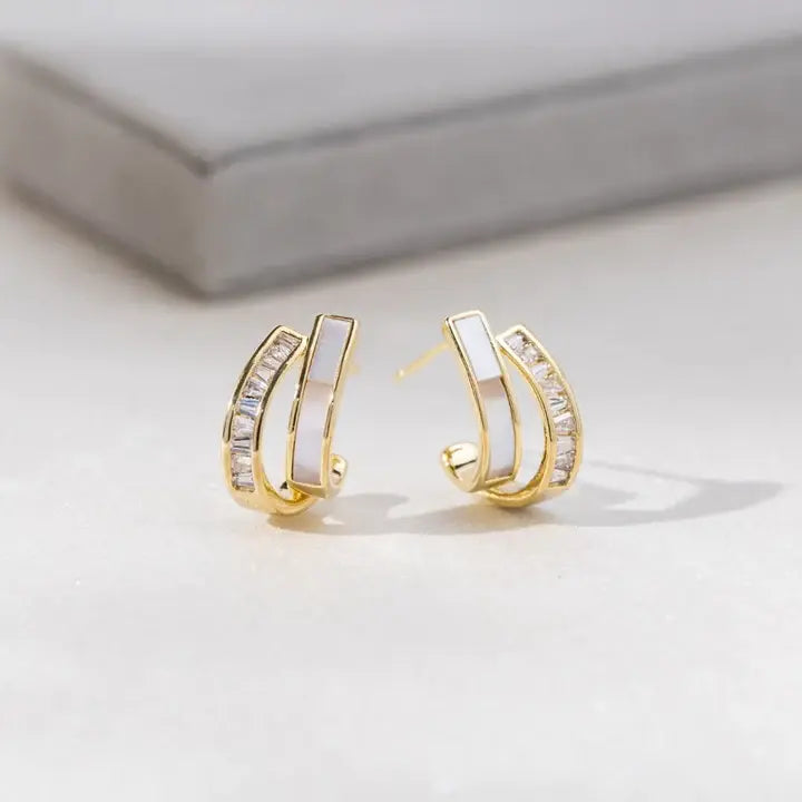 Elegant Enamel and Zirconia Earrings Unique Joyas