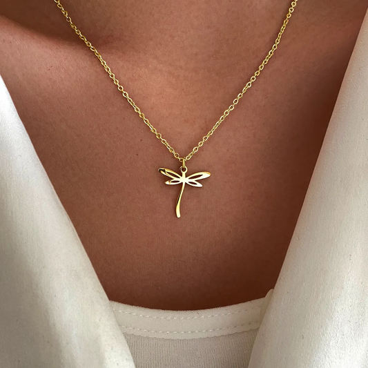 Hollow Golden Dragonfly Necklace Unique Joyas