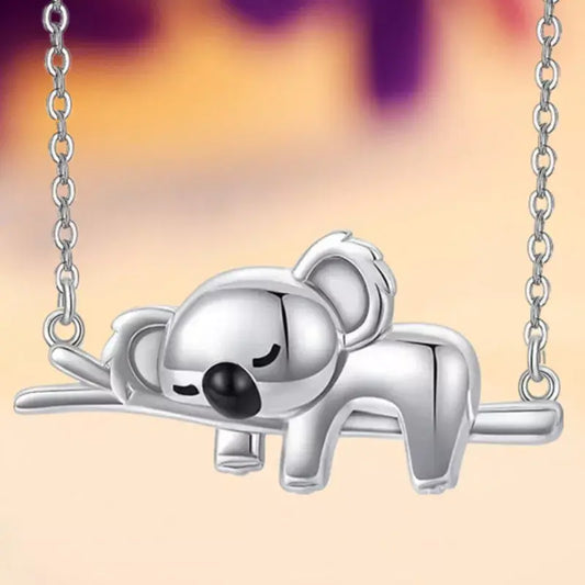 Silver Koala Necklace Unique Joyas