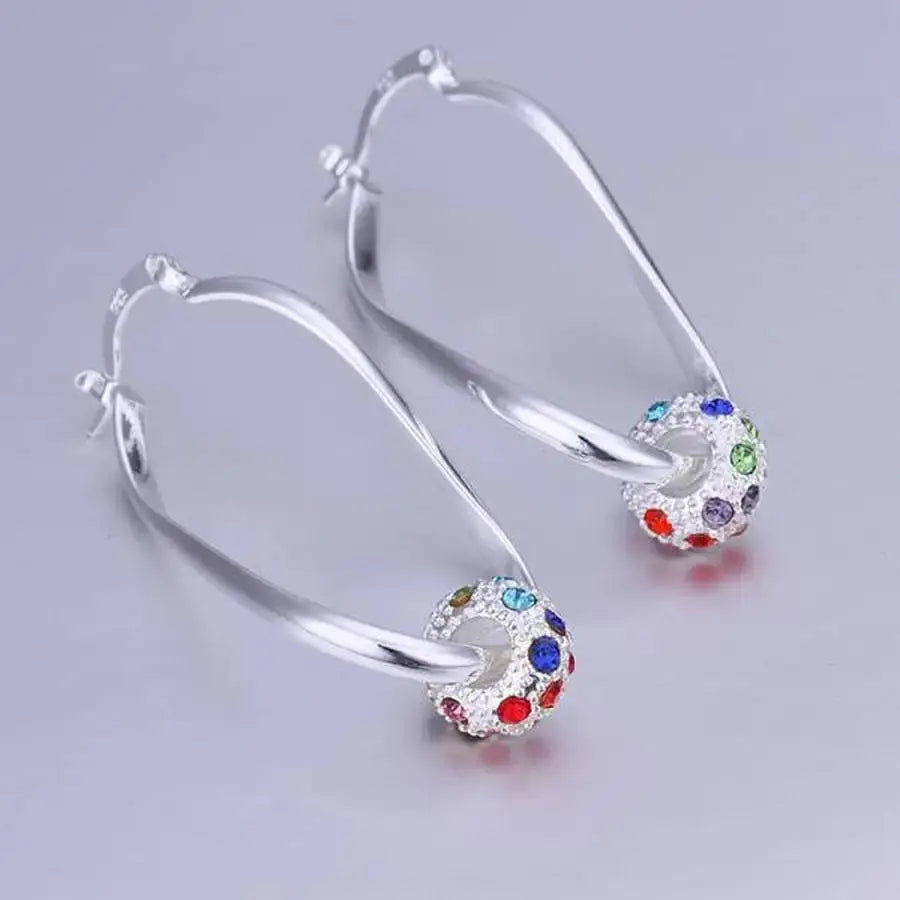 Multicolored earrings with beads in shining silver Unique Joyas