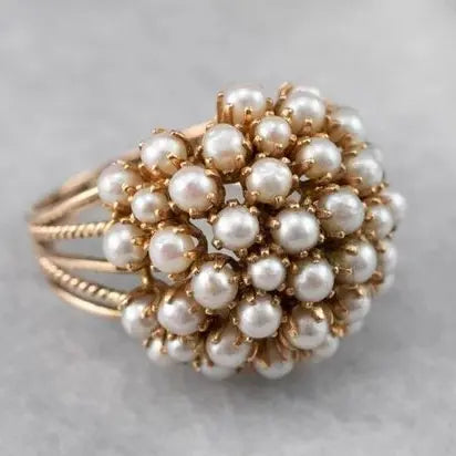 Ring with inlaid pearls Unique Joyas