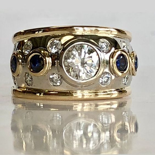 Vintage golden Inlaid zirconia ring Claire Jewelry