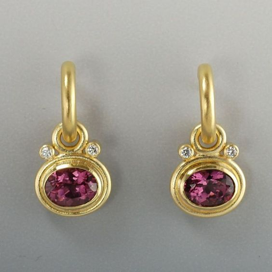 Vintage Garnet Zirconia Golden Earrings Unique Joyas