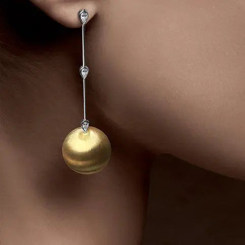 Vintage Golden Sphere Earrings Unique Joyas