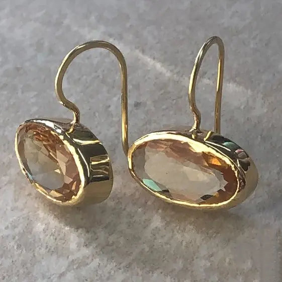 Vintage Crystal Earrings in Gold