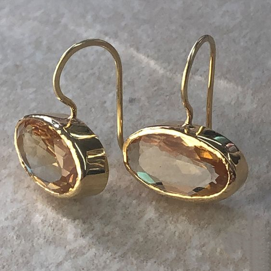 Vintage Crystal Earrings in Gold Unique Joyas