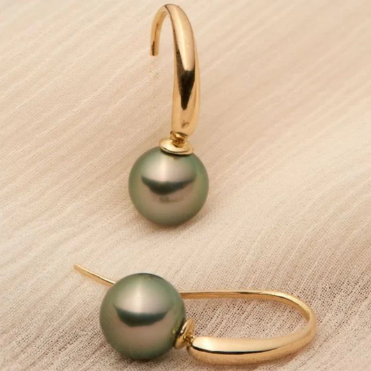 Elegant Olive Pearl Earrings Unique Joyas