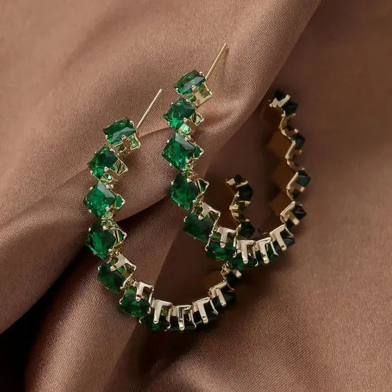 Green Earrings in Gold Unique Joyas