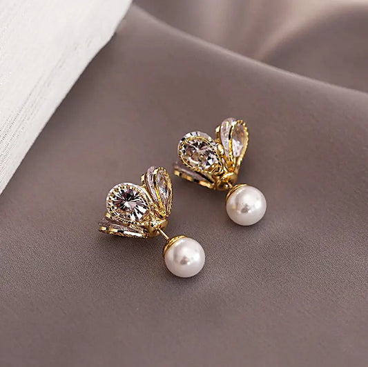 Elegant Light Flower Pearl Earrings Unique Joyas