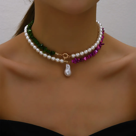 Elegant colorful baroque pearl necklace Unique Joyas