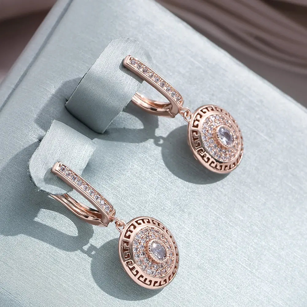 Elegant bright rounded zirconia earrings