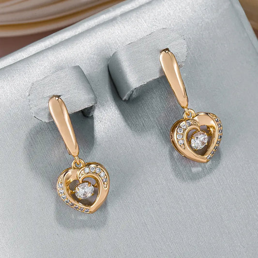 Elegant gold-colored earrings with hollow heart