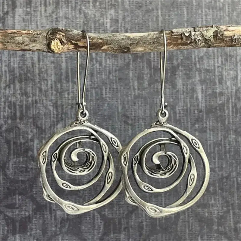 Vintage Labyrinth Earrings in Sterling Silver Unique Joyas