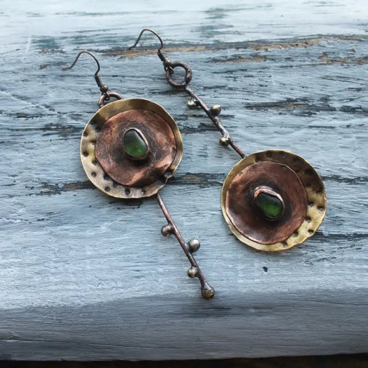 Vintage faded brown earrings Unique Joyas