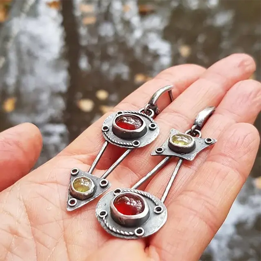 Mechanical earrings made of fire crystal Unique Joyas