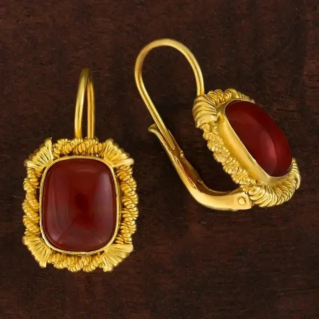 Red Vintage Earrings in Gold Unique Joyas