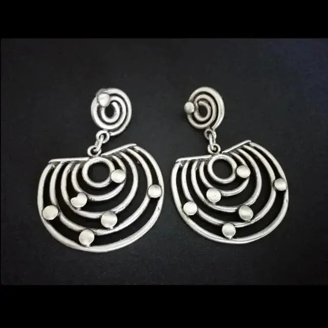 Vintage Silver-Plated Pearl Spiral Earrings Unique Joyas