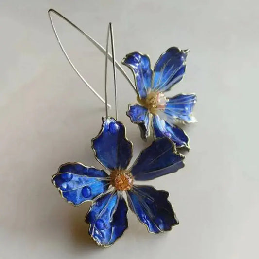 Blue Flower Vintage Earrings Unique Joyas