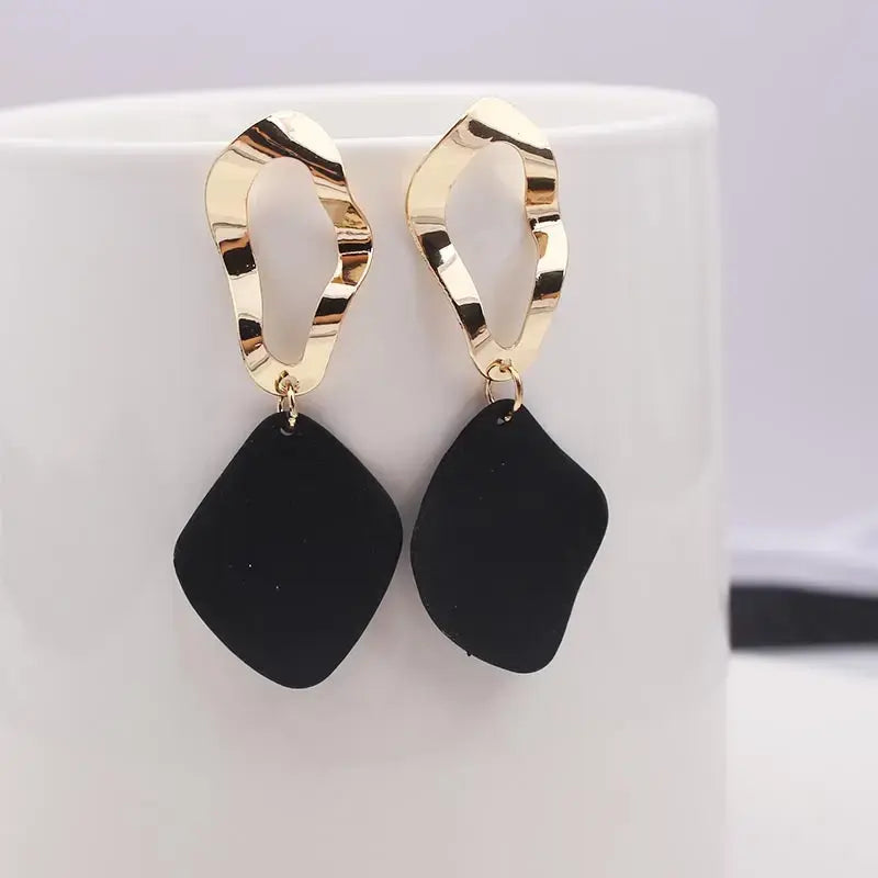 Black and Gold Vintage Earrings Unique Joyas