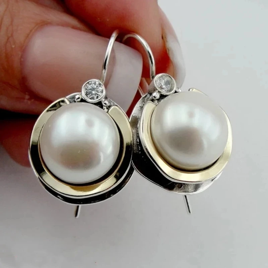 Vintage Pearl Earrings in Silver Unique Joyas