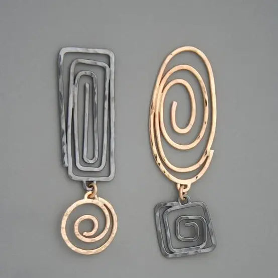 Vintage Spiral Earrings in Gold and Silver Unique Joyas