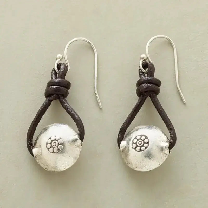 Vintage Silver Leather Earrings