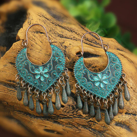 Blue Boho Mandala Earrings Unique Joyas