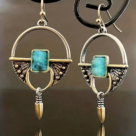 Egyptian earrings with blue vintage stone Unique Joyas