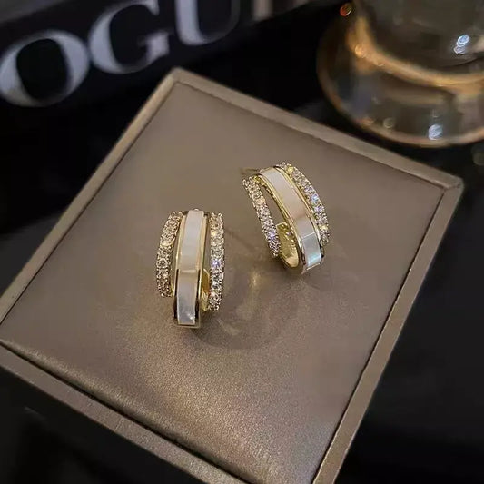 Elegant white earrings with zirconias Unique Joyas