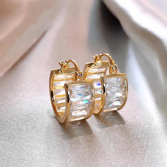 Elegant earrings made of white crystal gold Unique Joyas