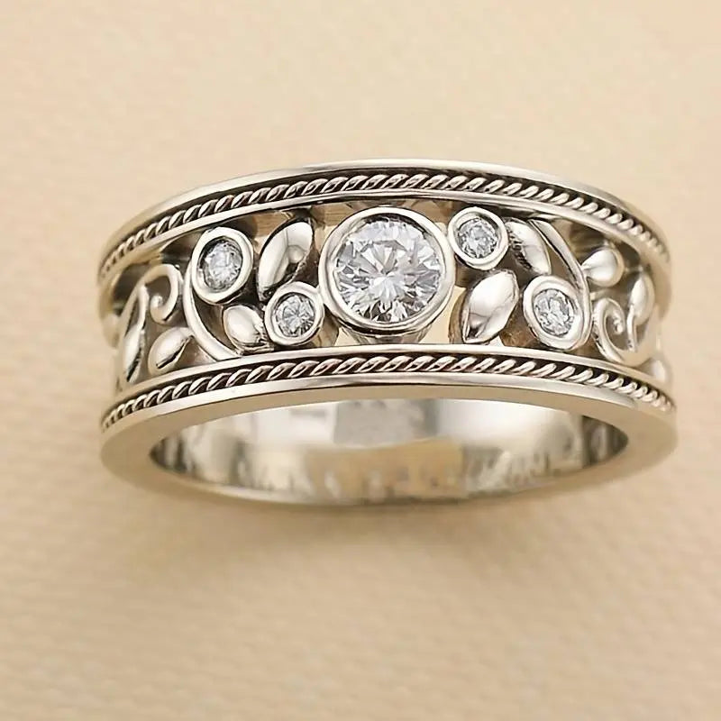 Vintage Silver & Zirconia Ring Unique Joyas