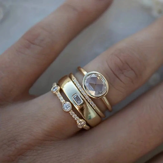 Vintage Gold & Zirconia Ring Set Claire Jewelry