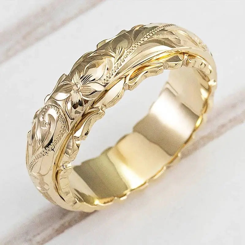 Vintage Gold Flower Ring Unique Joyas