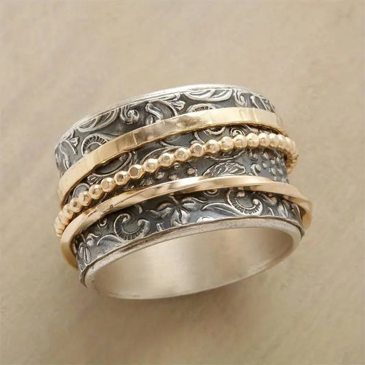 Vintage Gold & Silver Antique Ring Unique Joyas