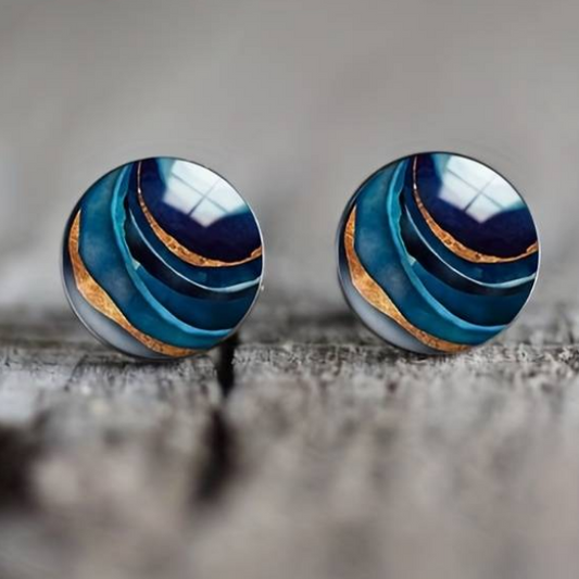 Blue Rounded Vintage Earrings