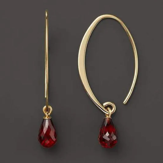 Vintage Red Crystal Gold Earrings Unique Joyas