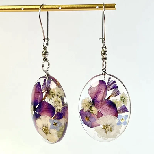 Vintage Flower Crystal Earrings in Sterling Silver Unique Joyas