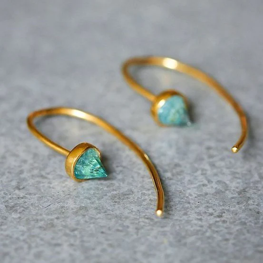 Vintage Turquoise Diamond Earrings in Gold Unique Joyas