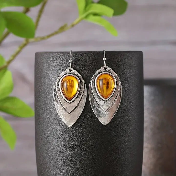 Vintage Orange Earrings in Silver Unique Joyas