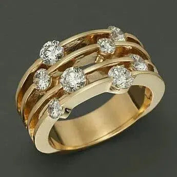 Golden layered ring with zirconias Unique Joyas