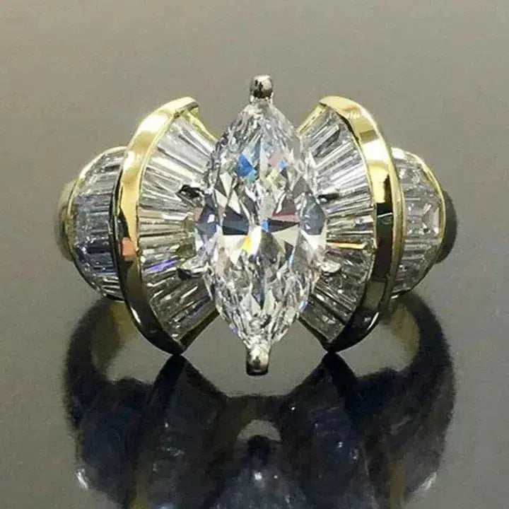 Vintage Gold Zirconia Ring Unique Joyas