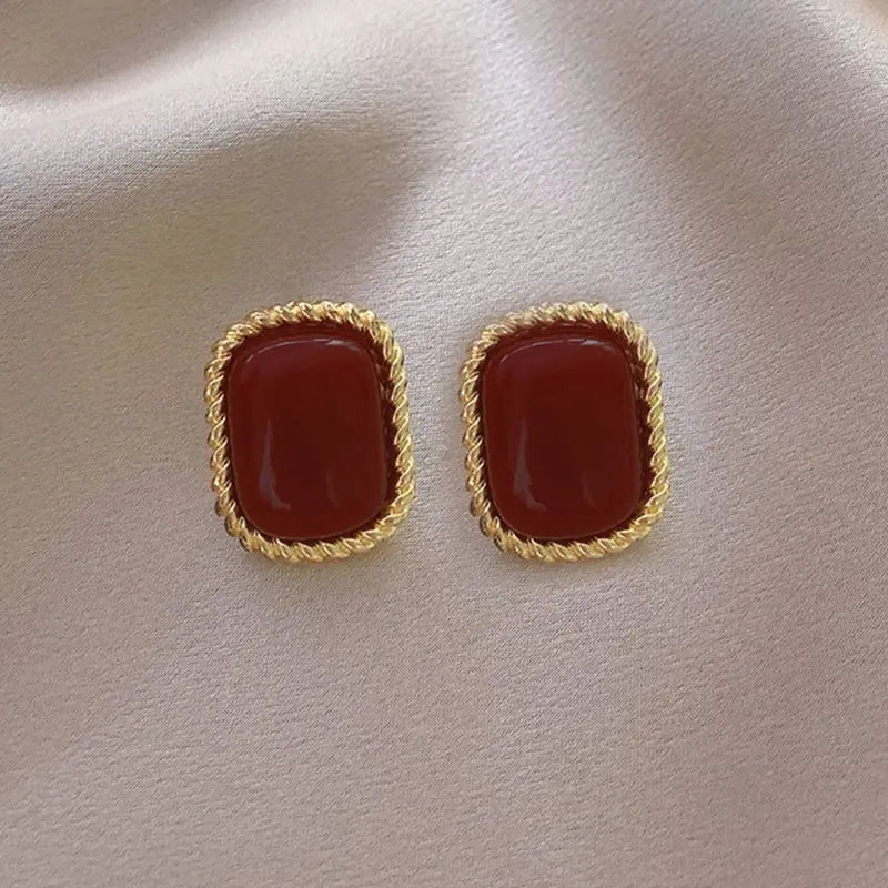 Elegant red-gold earrings Unique Joyas